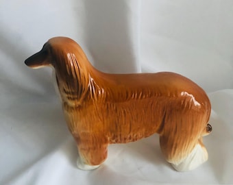 1970年代イタリア製アート陶器製アフガンハウンド像/大型ホワイト