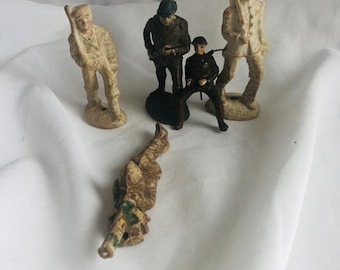 Vintage Lead Toy Soldiers – WWII Era Manoil Barclay Figures, Set of 5