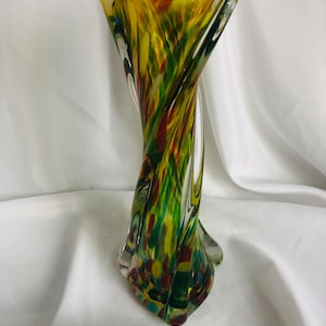 Vintage Murano Art Glass Vase: Hand Blown Sommerso Venetian J.I. Co. - 12&quot;