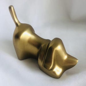 MCM Brass Dog Figurine: Hollow Cast Mid-Century Modern Decor