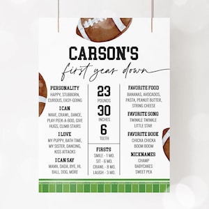 Tabellone delle tappe fondamentali del football, poster delle tappe fondamentali del primo anno di vita, statistiche del mio primo anno di football, modello modificabile stampabile 55FB