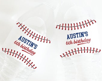 Baseball Water Bottle Label, Baseball Birthday Party Decor, Printable Rookie Year Water Bottle Label Editable Template 75BB