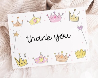 Prinzessin Dankeskarte, königliche Feier Mädchen Geburtstag Danke, es war einmal Danke, dass Sie Karte bearbeitbare Vorlage 49PR
