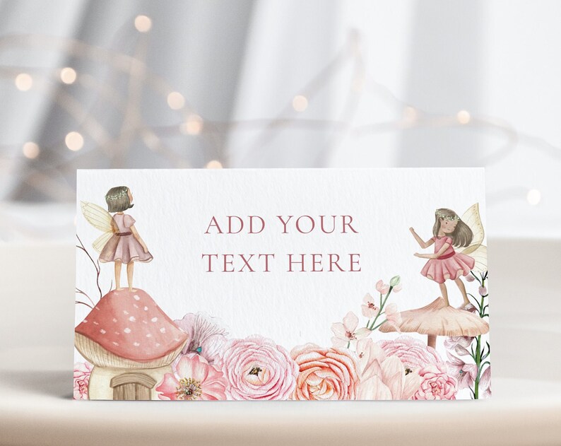 Editable Fairy Food Label Fairy Birthday Party Place Card Tent Card Escort Card Fairy Baby Shower Tent Card Instant Download