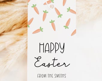 Editable Easter Favor Tag, Easter Bunny Carrots Gift Tag, Modern Minimal Easter Basket Tag, Printable 01EB