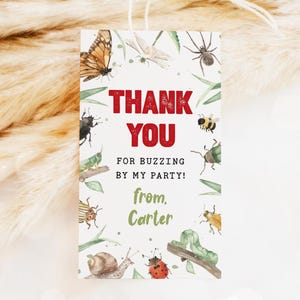 Tag voor bedankje voor insecten, bedankje voor verjaardag insecten, label goodiebag natuurfeest, cadeaulabel buitenthema 17BU