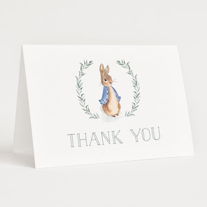 Bearbeitbare Peter Rabbit Dankeskarte, Peter Rabbit Gefaltete Dankeskarte, Peter Rabbit Boy erster Geburtstag leere Dankeskarte 1011