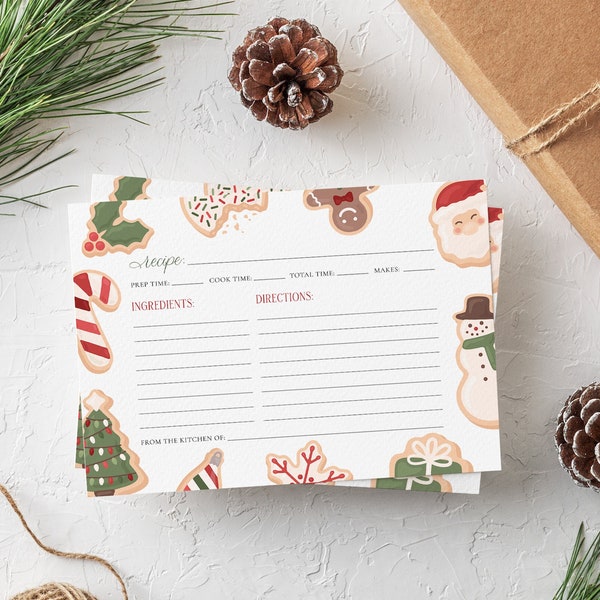 PRINTABLE Christmas Cookie Recipe Card, Christmas Cookie Exchange Party Recipe Card, Holiday Cookie Swap Recipe Card Instant Download WILSON