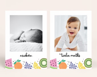 Tutti Frutti First Birthday Photo Banner, Tutti Frutti Monthly Milestone Photo Cards, Tutti Frutti Photo Banner Newborn-12 Months 1006