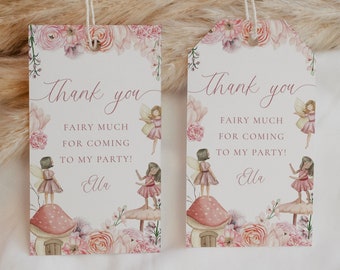 Editable Fairy Birthday Party Favors Tag, Enchanted Fairy Thank You Tags, Whimsical Fairies Goodie Bag Label, Fairy Party Gift Tag FAI1