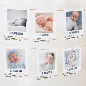 Angeln Erster Geburtstag Monatliches Fotobanner, O Fishally One Milestone Fotokarten, Ofishally Boy 1st Birthday Dekorationen Fotogirlande 83FI