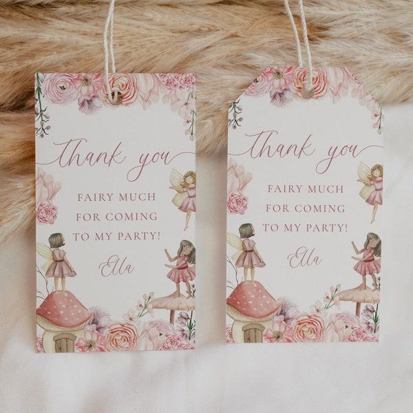 Editable Fairy Birthday Party Favors Tag, Enchanted Fairy Thank You Tags, Whimsical Fairies Goodie Bag Label, Fairy Party Gift Tag FAI1