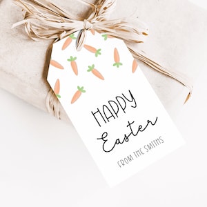 Editable Easter Favor Tag, Easter Bunny Carrots Gift Tag, Modern Minimal Easter Basket Tag, Printable EB1