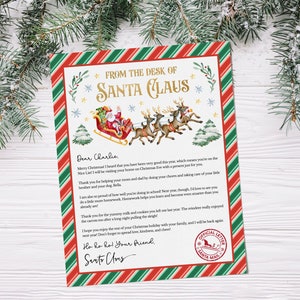 Editable Letter from Santa Personalized From the Desk of Santa Claus Nice List Approved Letter Christmas Eve Printable 3002