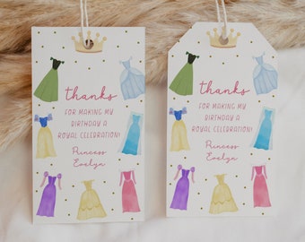 Editable Princess Birthday Party Favor Tag Royal Celebration Thank You Tag Once Upon a Time Goodie Bag Label Magical Princess Gift Tag 1029