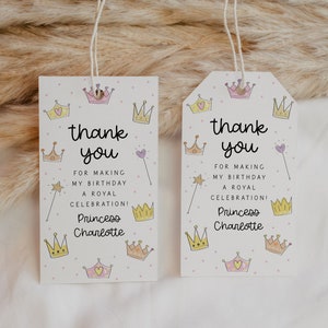 Prinzessin Geburtstag Party Favor Tag Königliche Feier Danke Tag Magische Prinzessin Tiara Krone Geschenkanhänger Goodie Bag Label 1031