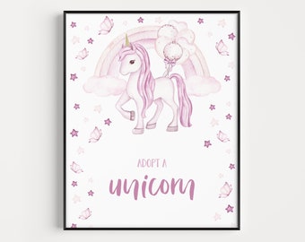 Adopt a Unicorn Sign Printable - Etsy