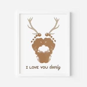 Printable Deer Footprint Art, I Love You Deerly Fathers Day Gift ...