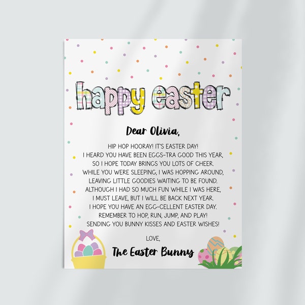 Editable Letter from The Easter Bunny, Personalized Easter Bunny Letter, Easter Basket Letter, Kids Easter Game EB1