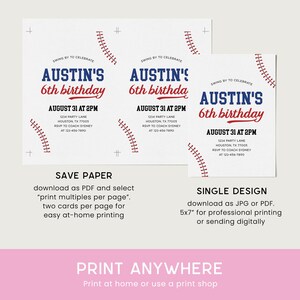 Baseball Birthday Invitation, Baseball Invite, Boy Birthday Party Baseball Invitation Editable Template 75BB image 6