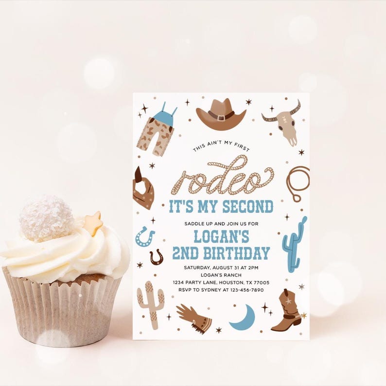 cowboy 2nd birthday invitation