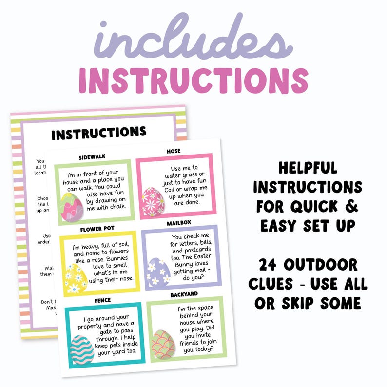Easter Scavenger Hunt, Outdoor Easter Egg Treasure Hunt Game for Kids ...