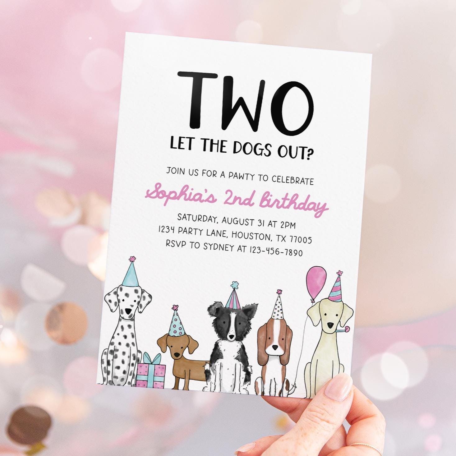 Dog 2nd Birthday Invitation, Two Let the Dogs Out, Puppy Party Invite ...