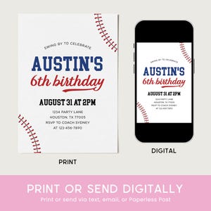 Baseball Birthday Invitation, Baseball Invite, Boy Birthday Party Baseball Invitation Editable Template 75BB image 5