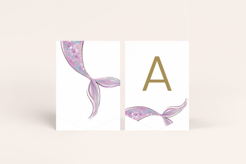 Editable Mermaid Happy Birthday Banner Purple Mermaid One High Chair Banner Minimal Mermaid A-Z Banner Bunting Edit to Say Anything 1001 image 1