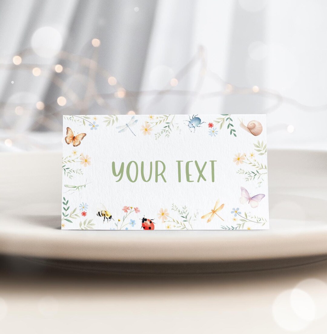 Bug Food Labels, Insect Girl Birthday Buffet Card, Nature Party Tent ...