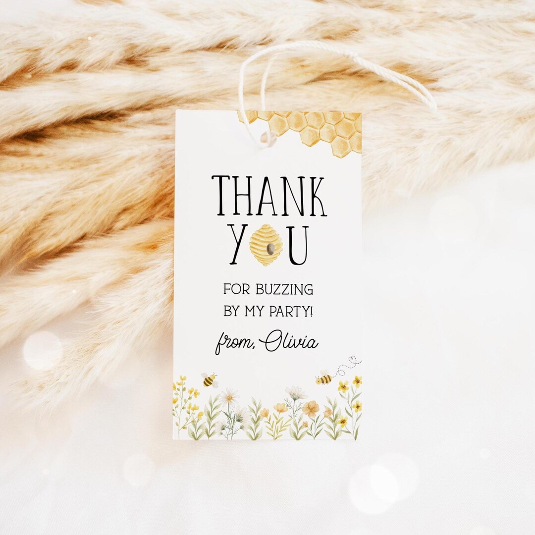 Bee Favor Tag, Bee Day Girl Birthday Thank You Tags, Beeday Gift Tag ...