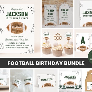 Editable Football Birthday Invitation Bundle Football Party Pack Football Theme Birthday Decorations Template 1024