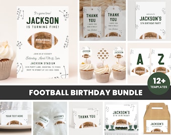 Editable Football Birthday Invitation Bundle Football Party Pack Football Theme Birthday Decorations Template 1024