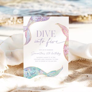 dive into five mermaid invitation