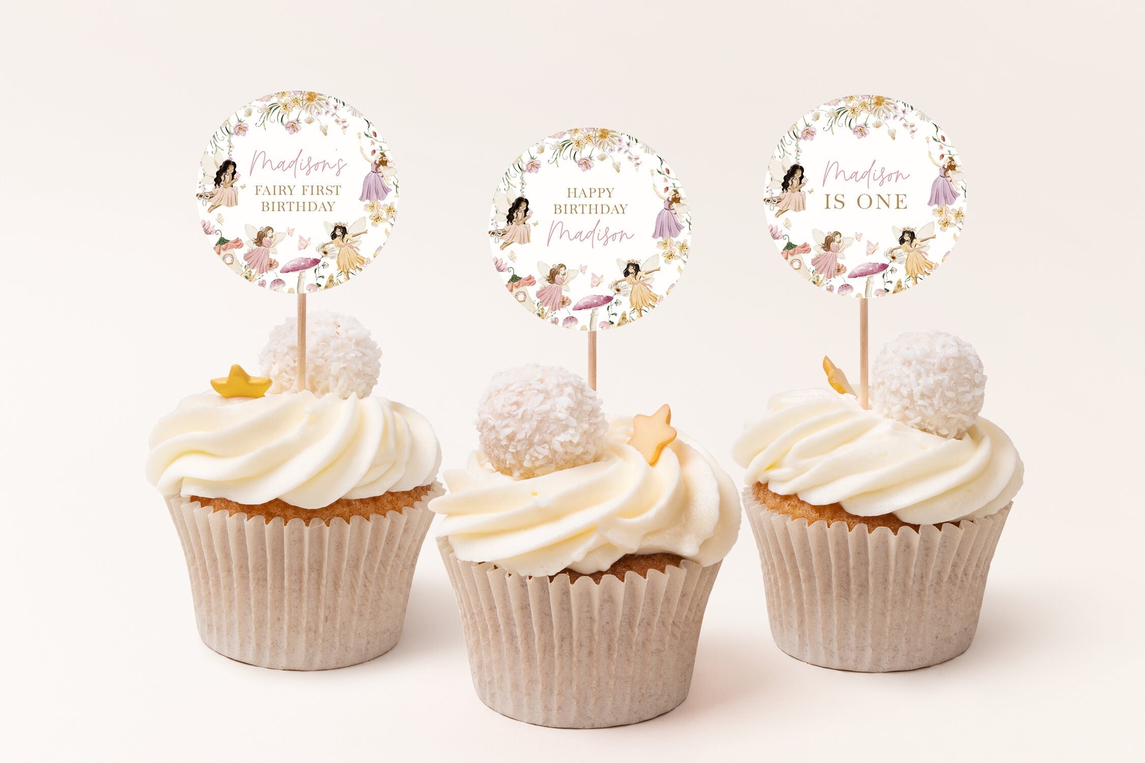 Editable Fairy Cake Topper, Baby Shower Cake Topper, Cupcake Toppers Fairy  Decorations for Fairy Theme Party FAIRBS001 