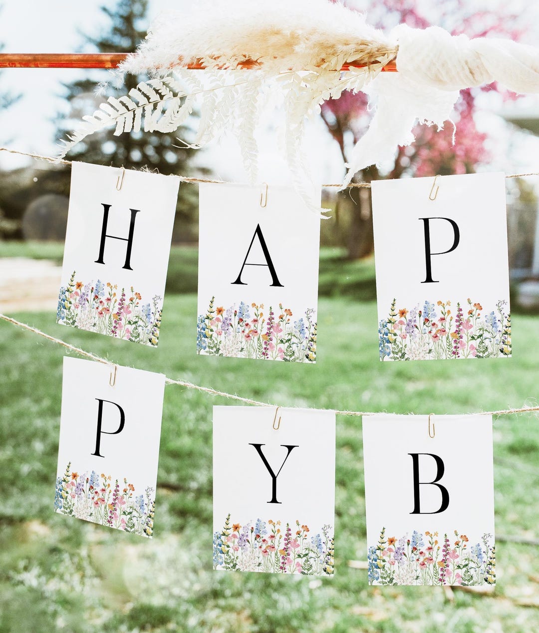 Wildflower Happy Birthday Banner, Wild Flower Party Banner, Printable ...