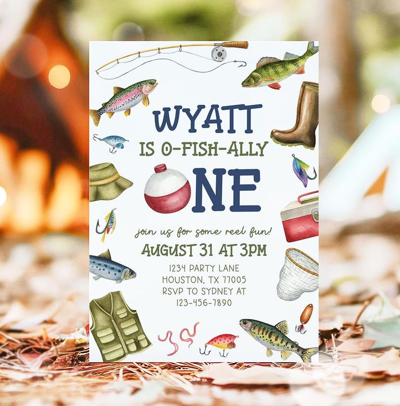 fishing 1st birthday invitation