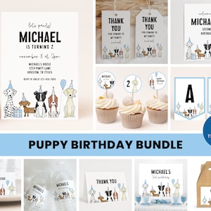 Editable Dog Birthday Invitation Bundle Puppy Pawty Party Pack Puppy ...