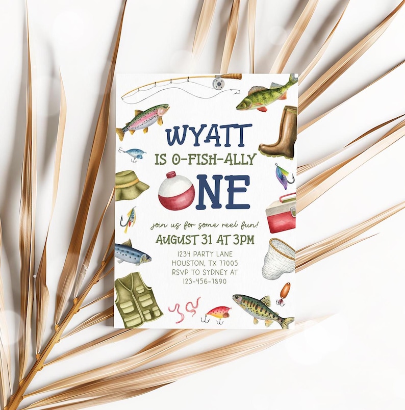 fishing 1st birthday invitation