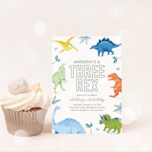 three rex birthday invitation