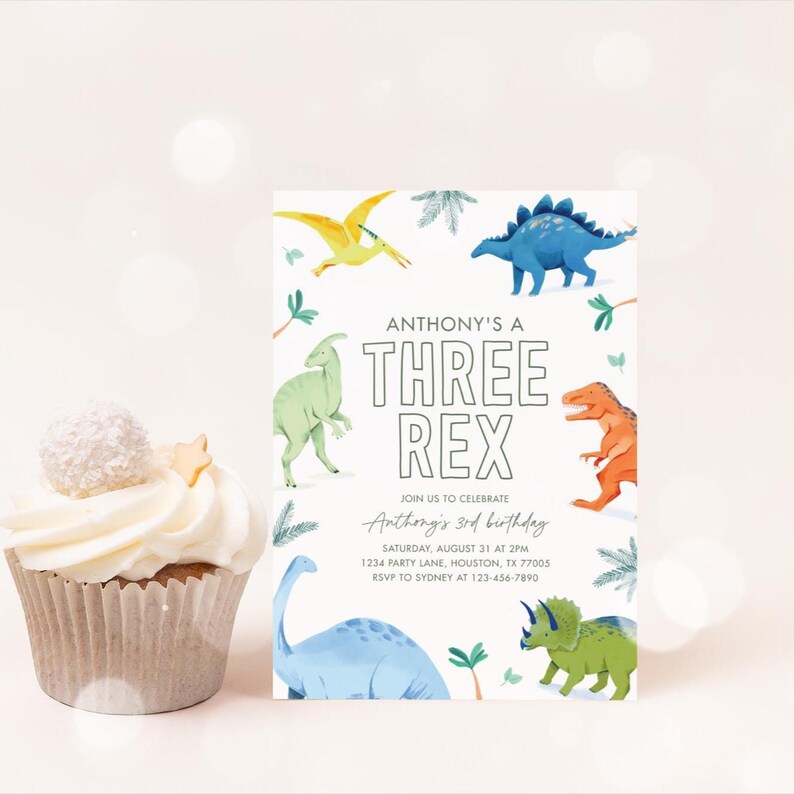 three rex birthday invitation
