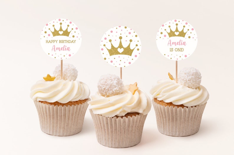 printable princess birthday cupcake toppers