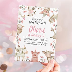 farm girl 2nd birthday invitation