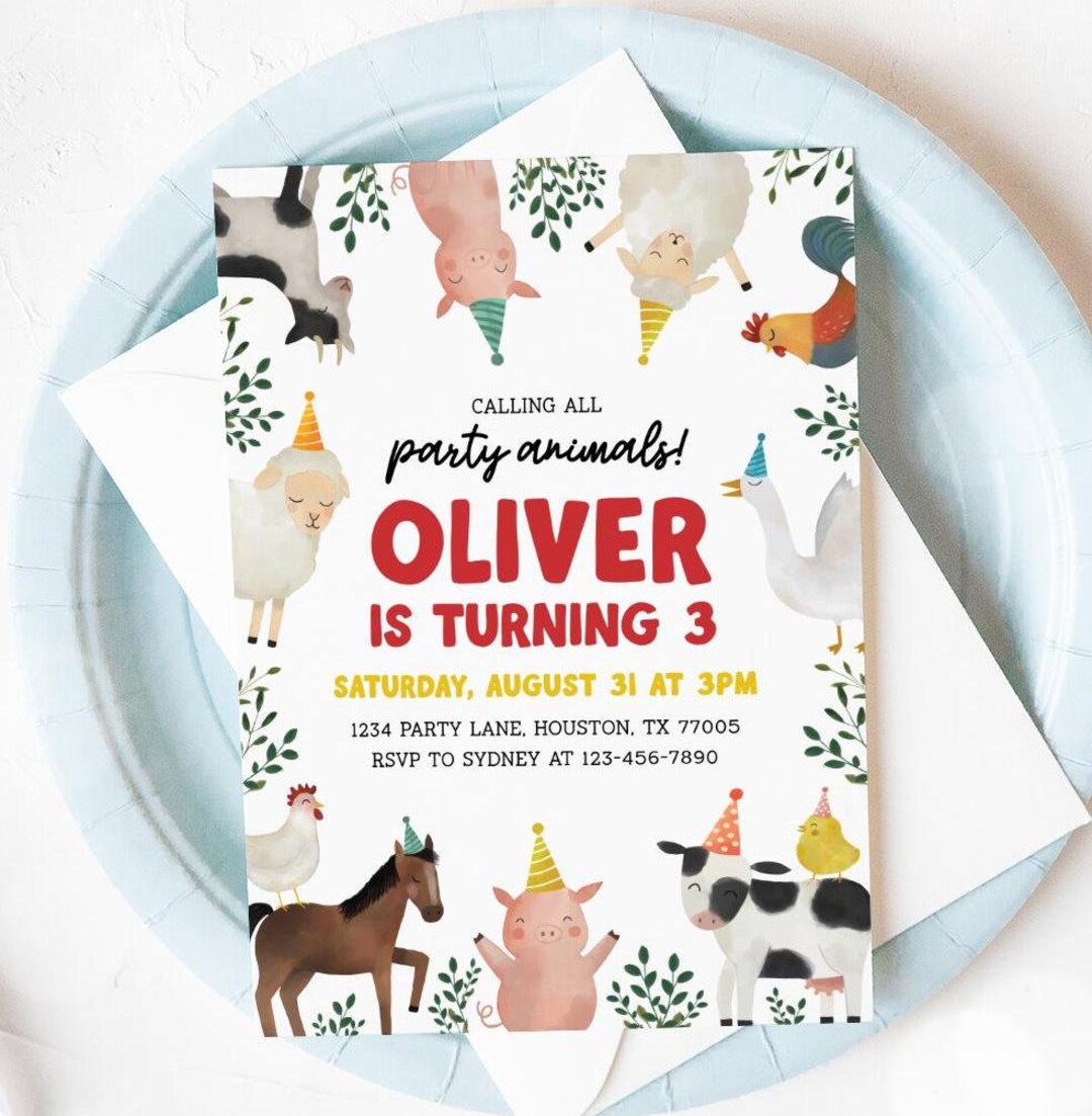Farm Birthday Invitation, Party Animals Invite, Barnyard Bash Toddler ...