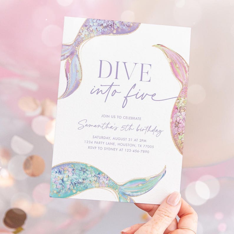 dive into five mermaid invitation