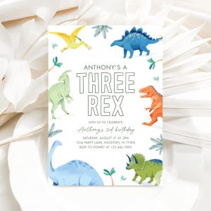 three rex birthday invitation