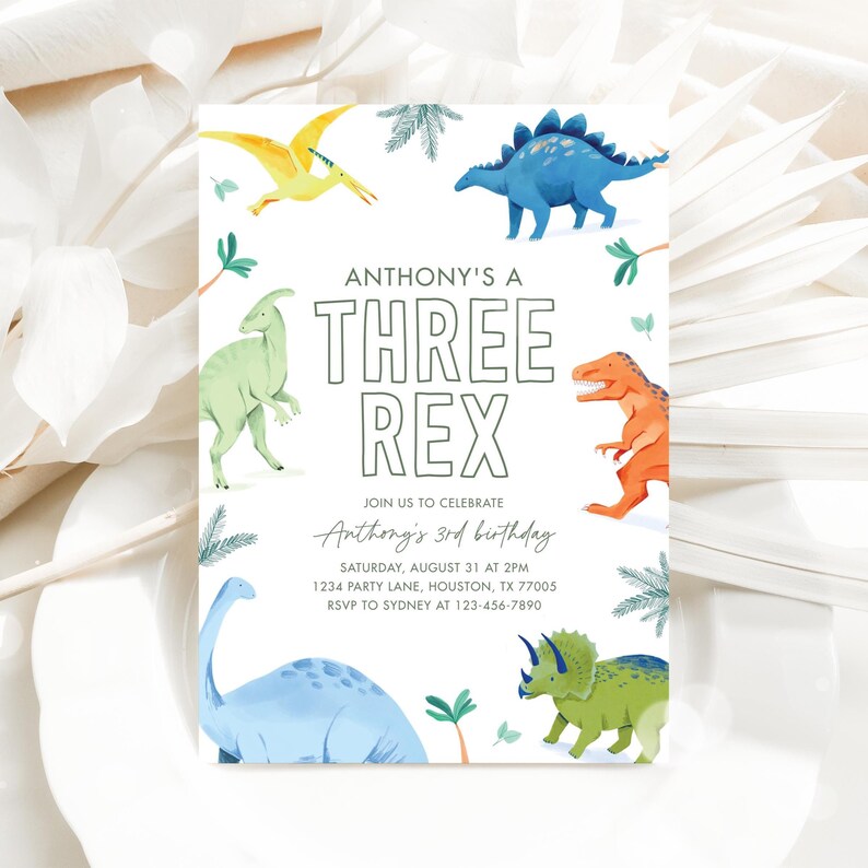 three rex birthday invitation