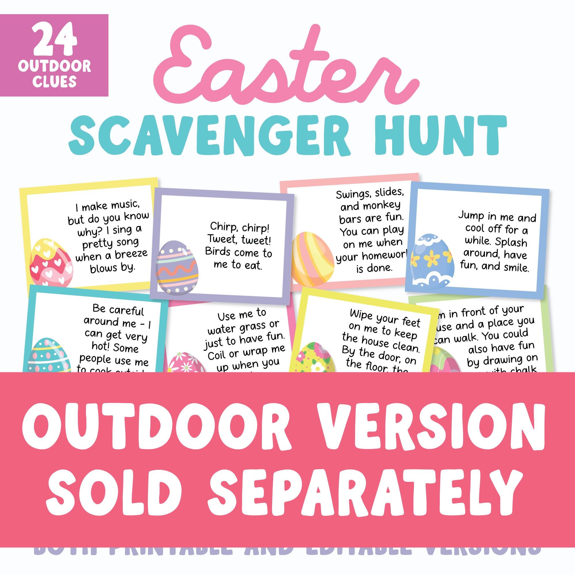 Easter Scavenger Hunt, Indoor Easter Egg Treasure Hunt Game for Kids ...