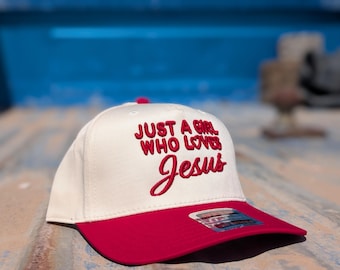 Christian Trucker Hat | Just a Girl Who Loves Jesus | Two-Tone Snapback