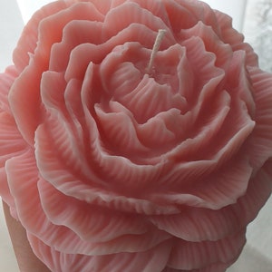 Large flower-shaped peony candle with soy wax, handmade xl candle